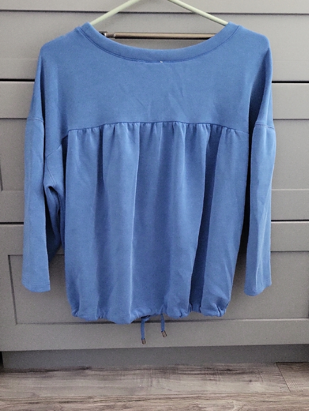 Blue Drawstring Hem Pocket Top - Picture 4 of 5